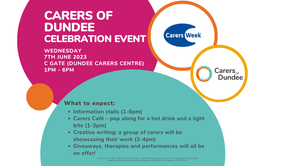 Graphic for Carers of Dundee Celebration event.