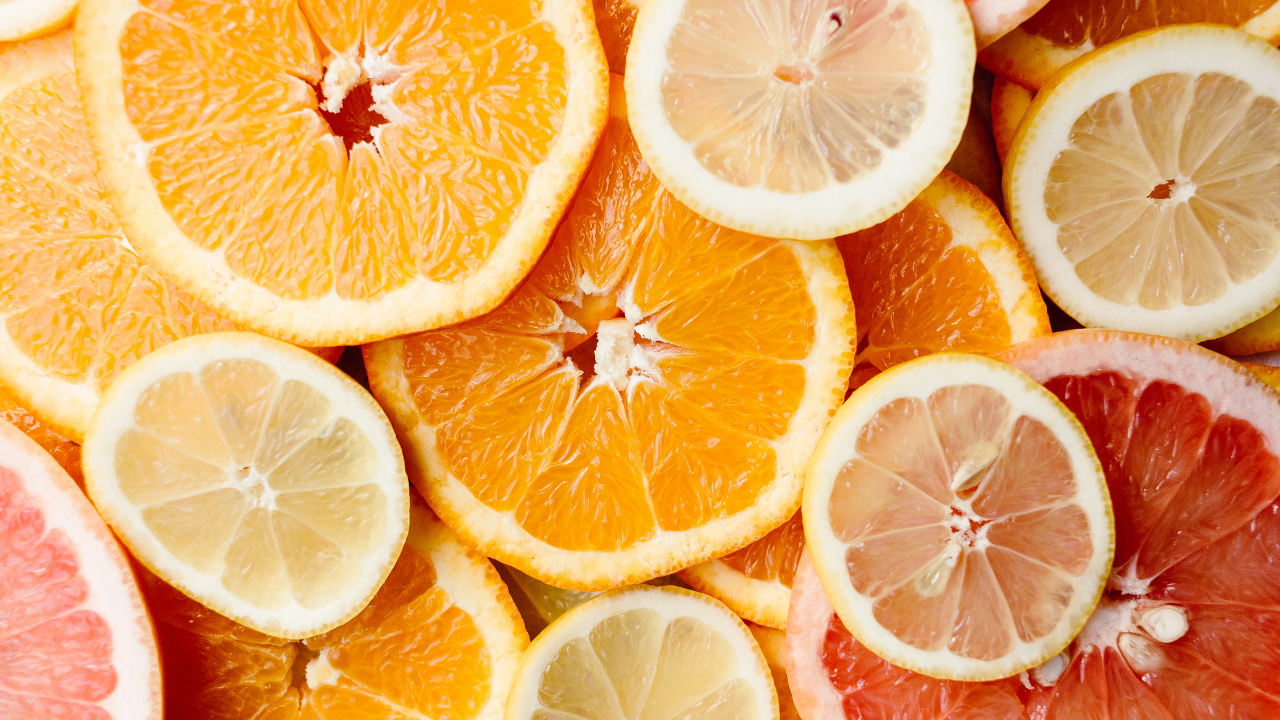 Slices of orange and lemon
